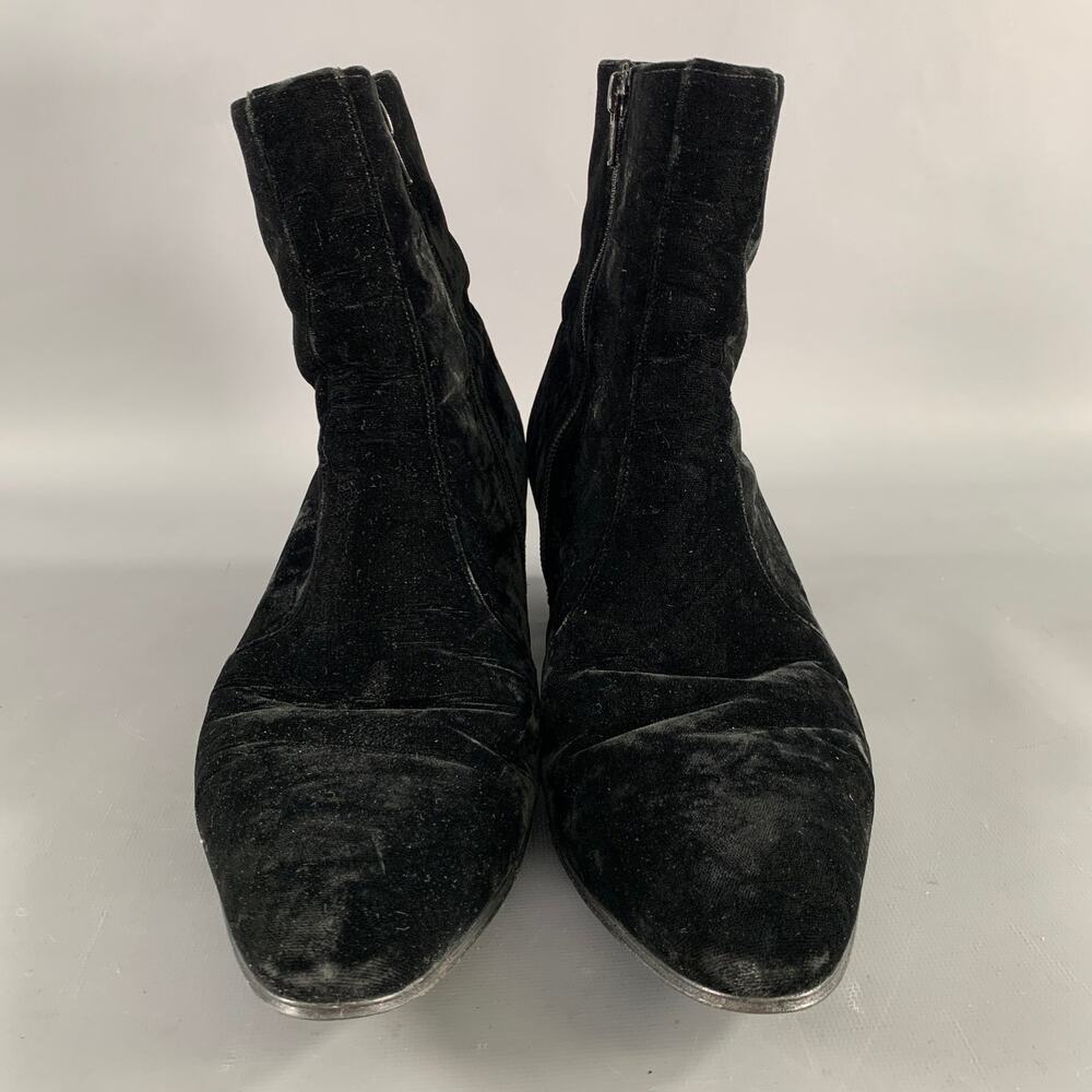 SAINT LAURENT Size 8 Black Velvet Chelsea Boots - Picture 4 of 9